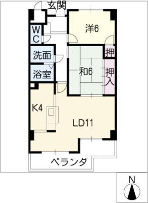 エドワール植田南(2LDK/2階)の間取り写真