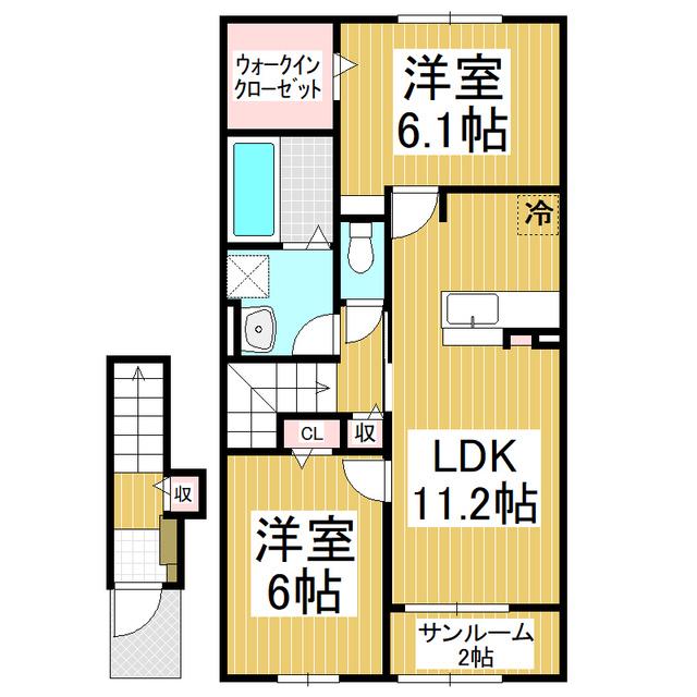 カーサ マールム(2LDK/2階)の間取り写真