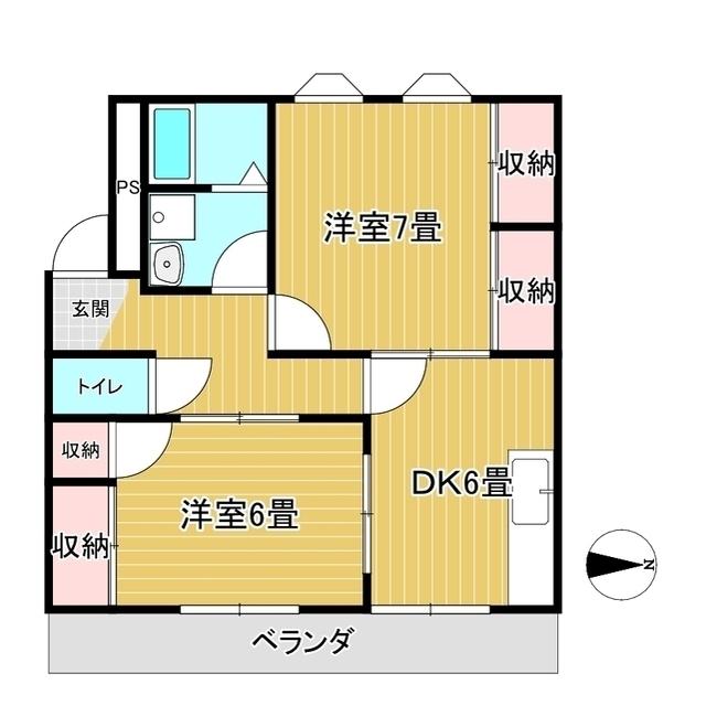 プレザ東一宮(2DK/3階)の間取り写真