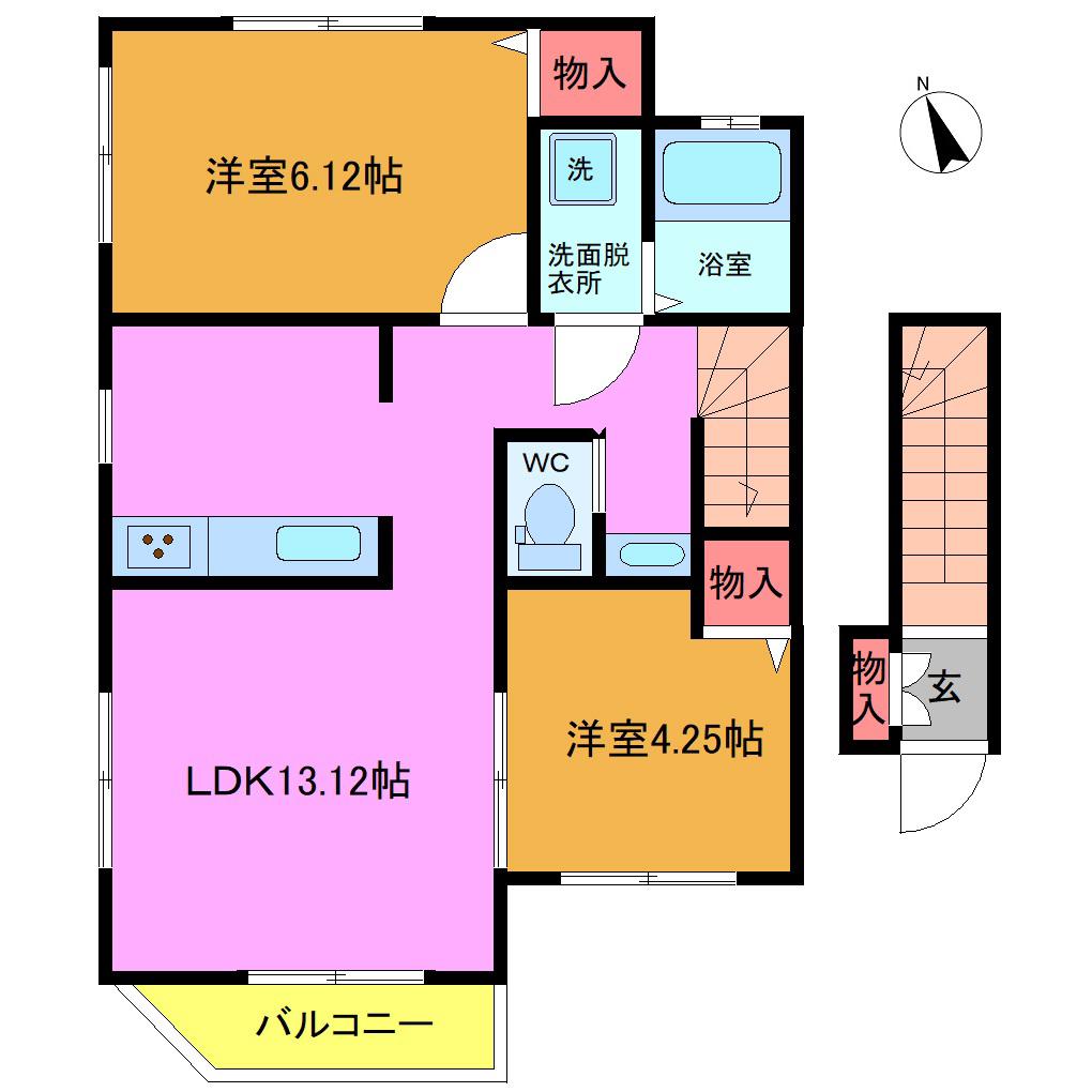 CASABLANCA DANDY(2LDK/2階)の間取り写真
