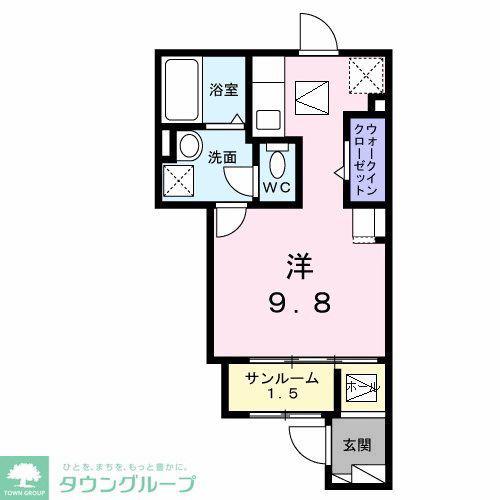 ヒカルサ東京立川(ワンルーム/1階)の間取り写真