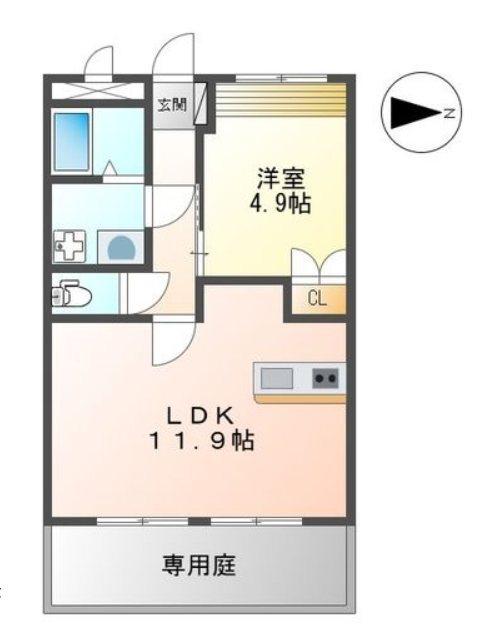 ベルメゾン・ルージュ(1LDK/1階)の間取り写真