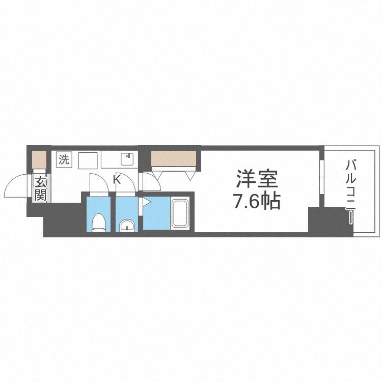 LUXE難波南(1K/4階)の間取り写真