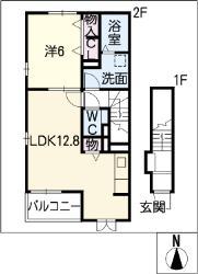 サニーヒル(1LDK/2階)の間取り写真