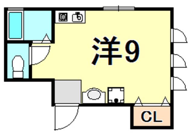 クレール二見町(ワンルーム/1階)の間取り写真
