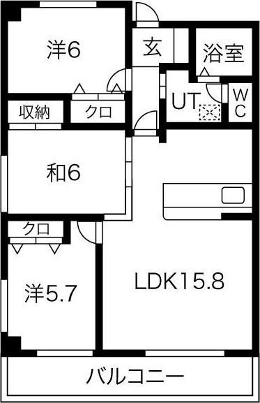 ライフ第5マンション大平台(3LDK/2階)の間取り写真