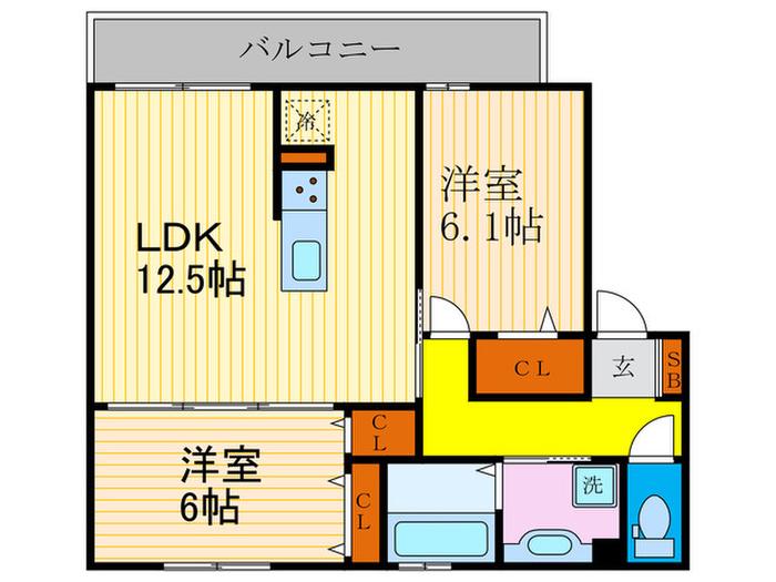 ボヌール・メゾン(2LDK/2階)の間取り写真