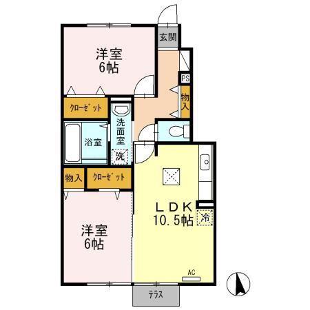 ルミエールR(2LDK/1階)の間取り写真