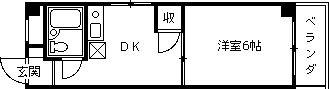 三甲イエム(1DK/5階)の間取り写真