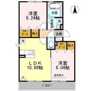 ヴィーブル ソワイエ(2LDK/2階)の間取り写真