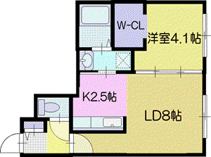 ONE レジデンス 千歳(1LDK/4階)の間取り写真