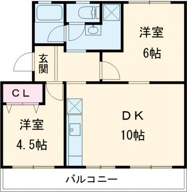 シルエ柏原(2DK/1階)の間取り写真