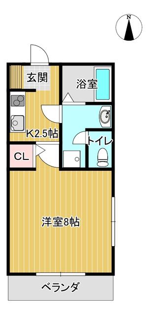 エスポワール(1K/1階)の間取り写真