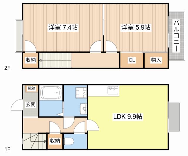 ボヌール幸澤A(2LDK/1階)の間取り写真