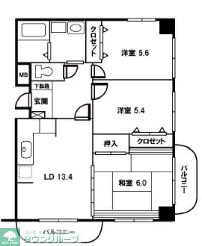 モーニングパーク朝霞(3LDK/4階)の間取り写真