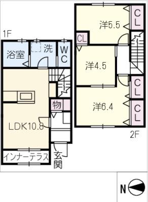 リーブルファイン黒野II(3LDK/1階)の間取り写真
