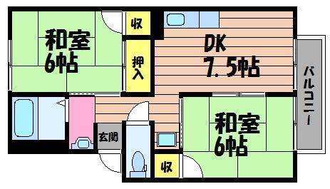 グリーンパレス片島(2DK/2階)の間取り写真