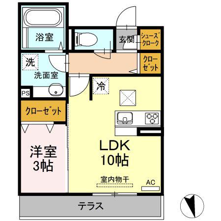ISOKAZE(1LDK/1階)の間取り写真