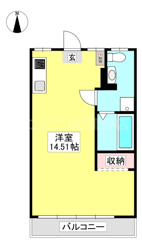 LIBERTA三谷(ワンルーム/3階)の間取り写真