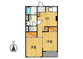 サンハイツ近藤(2DK/2階)の間取り写真