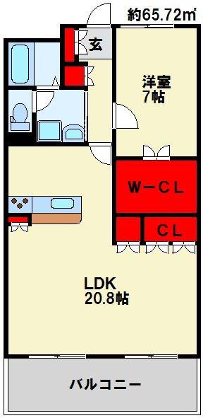 シャトレ大手町S棟(1LDK/5階)の間取り写真