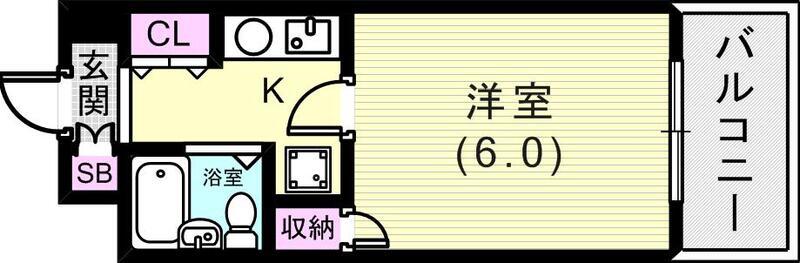 キャッスルコートII(1K/4階)の間取り写真