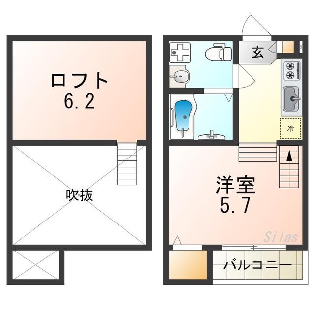 ORSA堺(1K/2階)の間取り写真