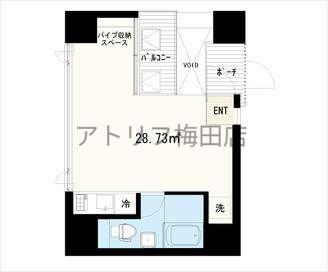 是空同心(ワンルーム/4階)の間取り写真