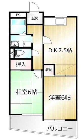 加藤コーポ(2DK/2階)の間取り写真
