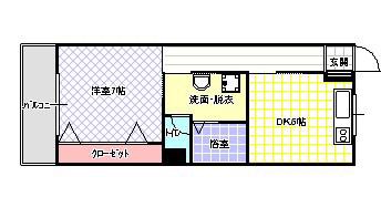 NO.3香里ニューハイツ(1DK/5階)の間取り写真