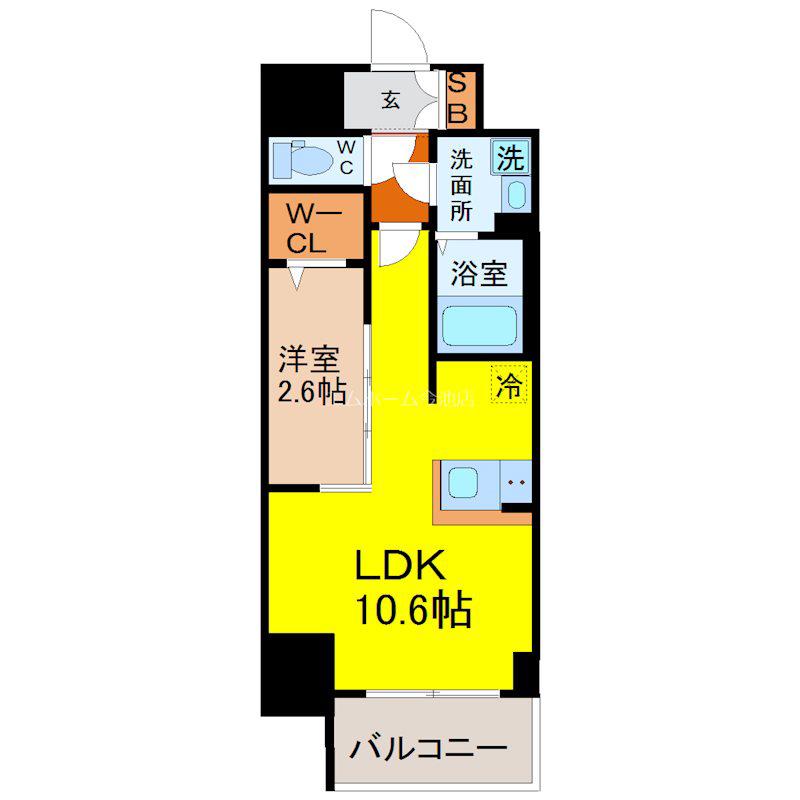 エスリード今池ルミナス(1LDK/15階)の間取り写真