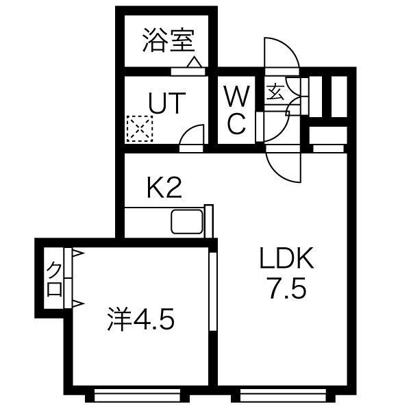 ピースハーモニー南郷A棟(1LDK/2階)の間取り写真