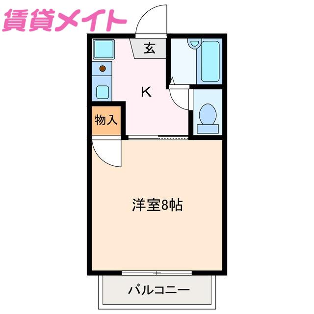 ウィングスズカ(1K/1階)の間取り写真