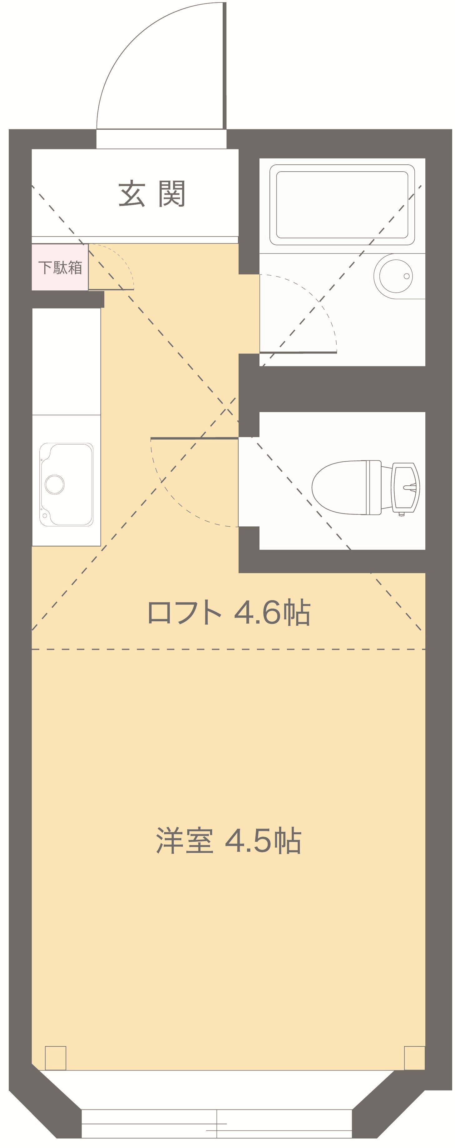 聖和コーポB棟(ワンルーム/1階)の間取り写真