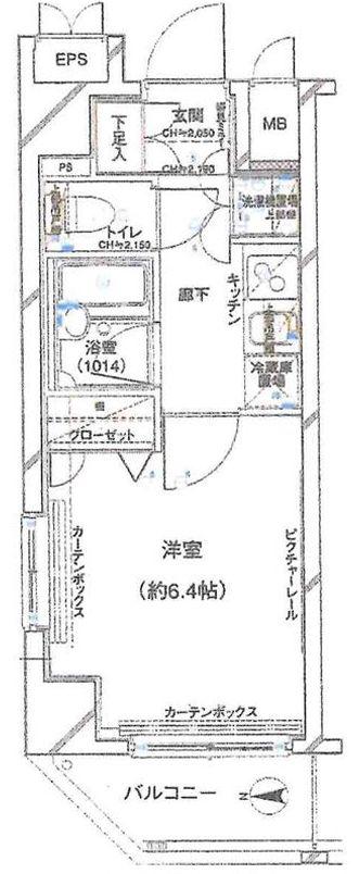 コンシェリア門前仲町(1K/8階)の間取り写真