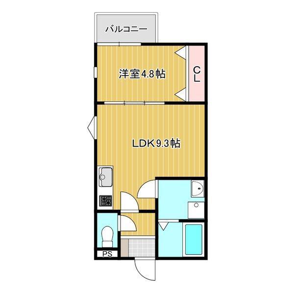 KIT祝町(1LDK/3階)の間取り写真