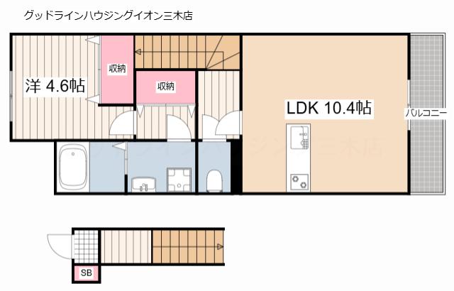 ソレイユ(1LDK/2階)の間取り写真
