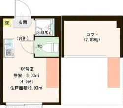 ハーモニーテラス西尾久II(ワンルーム/1階)の間取り写真