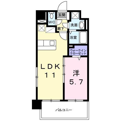 アヴェニュー昴(1LDK/5階)の間取り写真