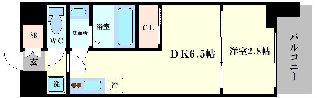 セレニテ難波グランデノール(1DK/9階)の間取り写真