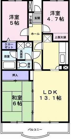 KSツインボヌールII(3LDK/2階)の間取り写真