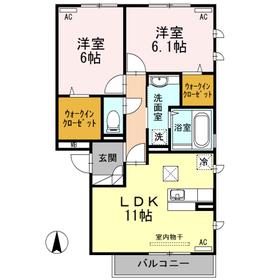 アルぺージュ大森D棟(2LDK/3階)の間取り写真