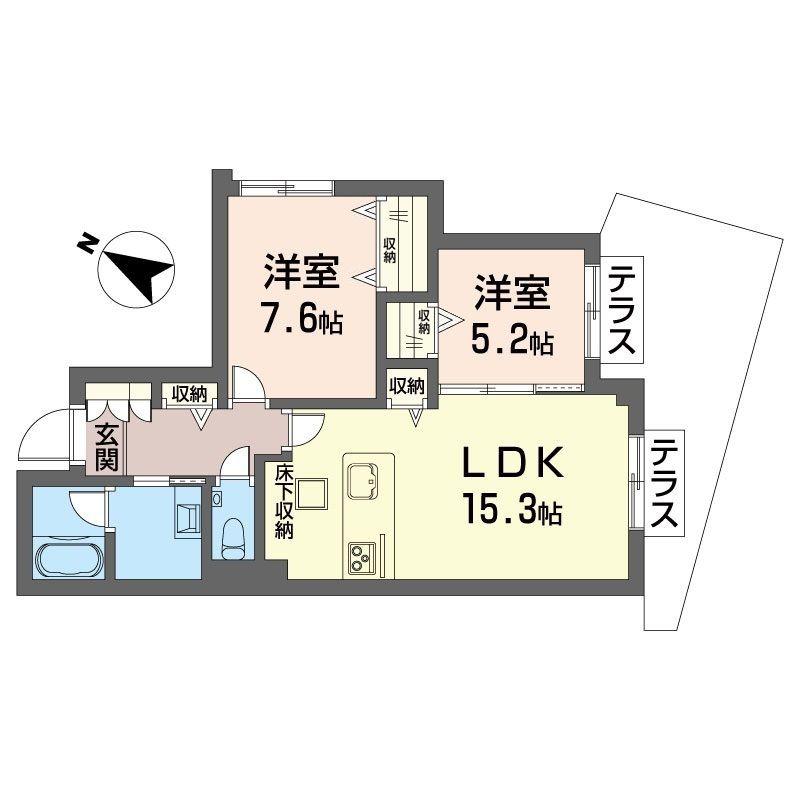アミコートエムケー(2LDK/1階)の間取り写真