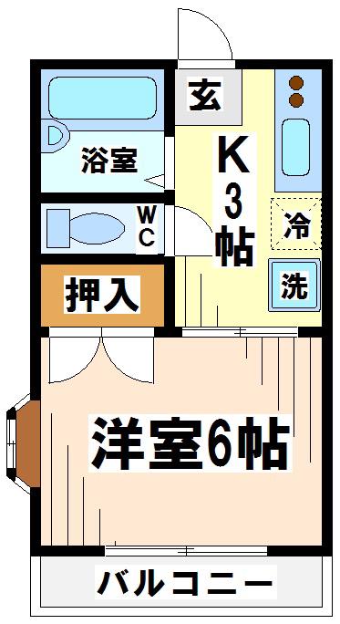 第二杉田ハイツ 当社管理物件(1K/1階)の間取り写真