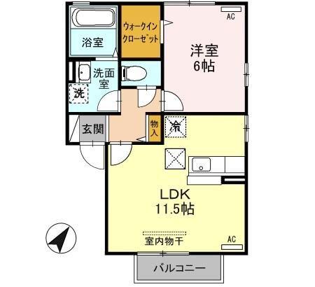 エクセルF(1LDK/1階)の間取り写真