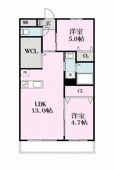 GROWTH NISHIKI(2LDK/2階)の間取り写真