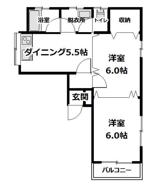 エステートピアY&E(2DK/2階)の間取り写真