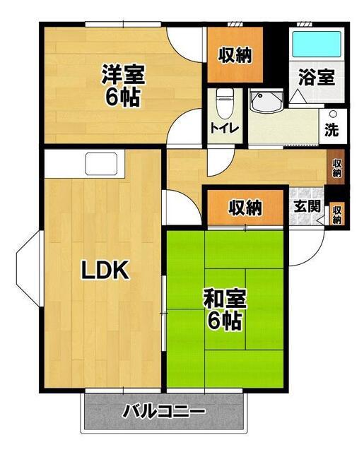 サンガーデン二の宮(2LDK/1階)の間取り写真