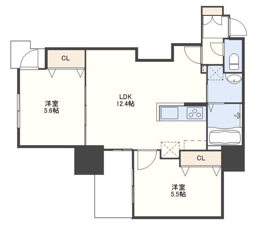 FORBIS稲荷町(2LDK/6階)の間取り写真