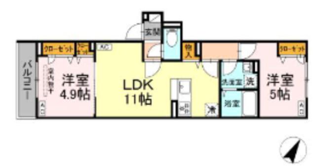 セレスティア柴又VII(2LDK/2階)の間取り写真